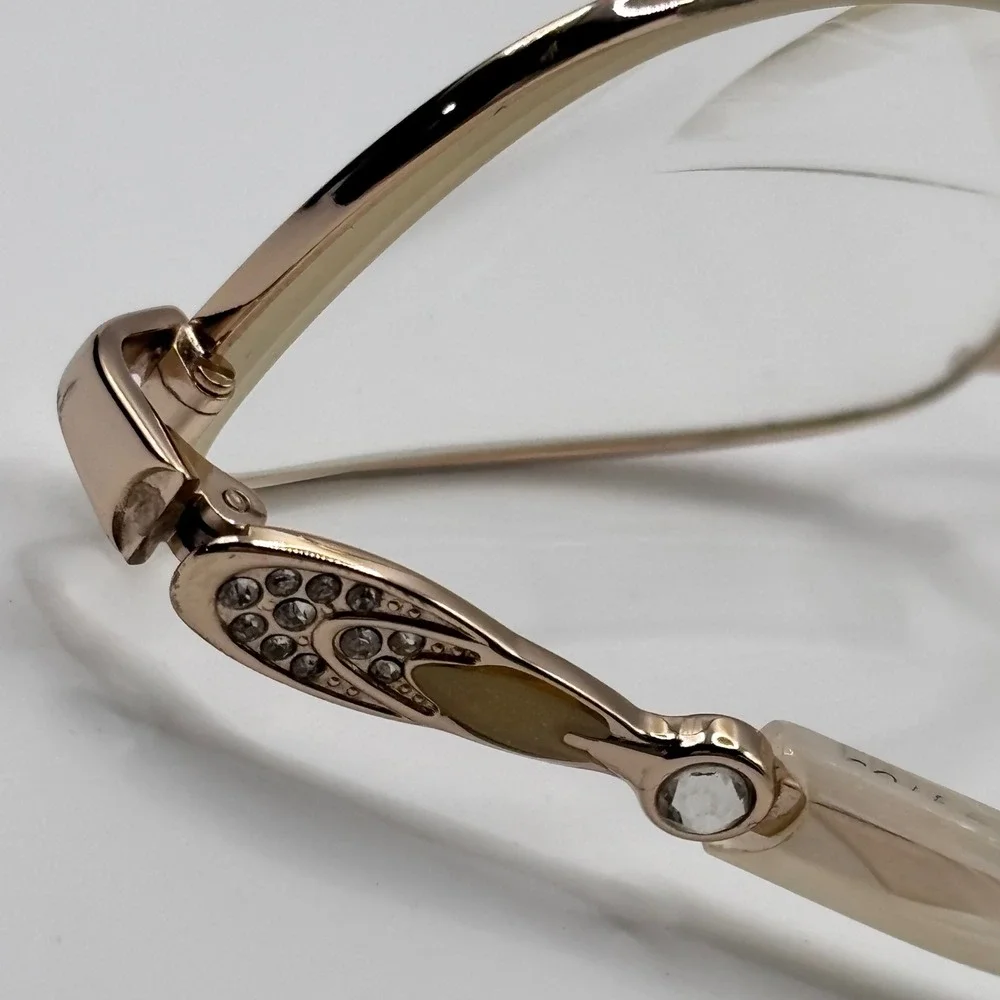 Vintage Librarian Eyeglasses Côte d'Azur‎ 53-17-135 Gold Metal Rhinestone Italy
